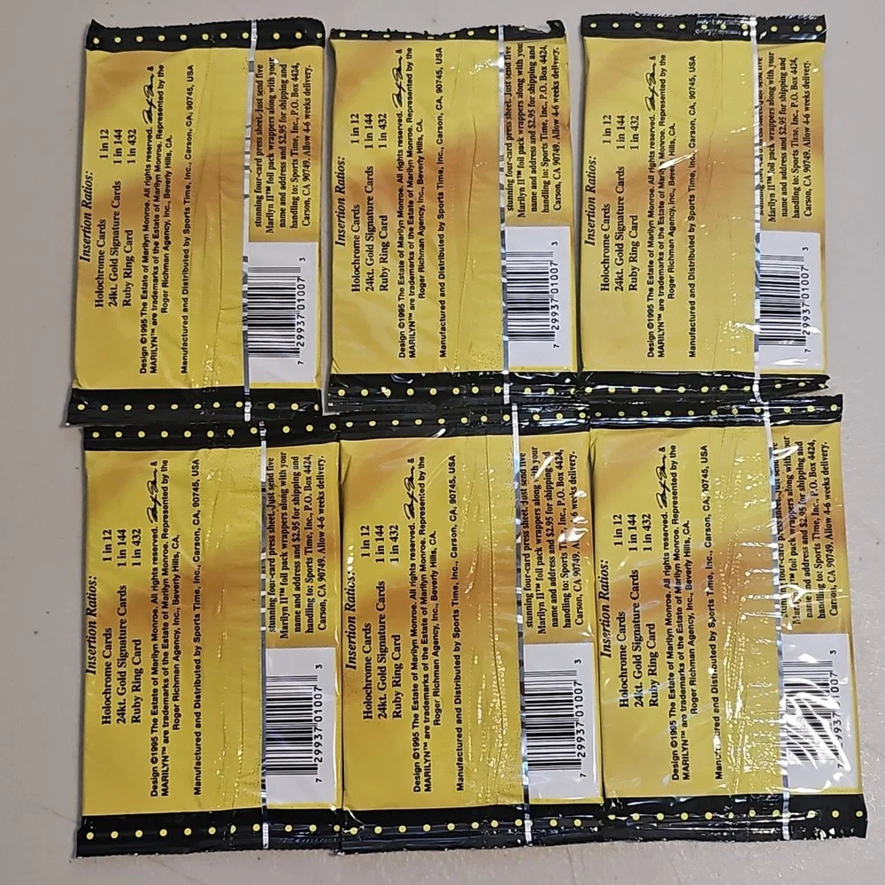 MMII Collector Cards 6 Sealed Pack 1995 Marilyn Monroe Gold Foil-Stamped Cards